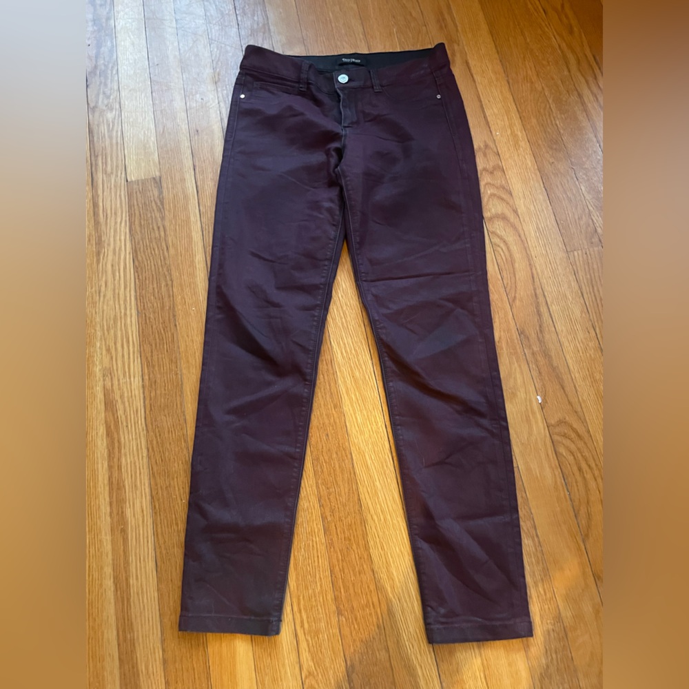 White House Black Market Burgundy Skinny Pants Size 6 Mid Rise Stretch
